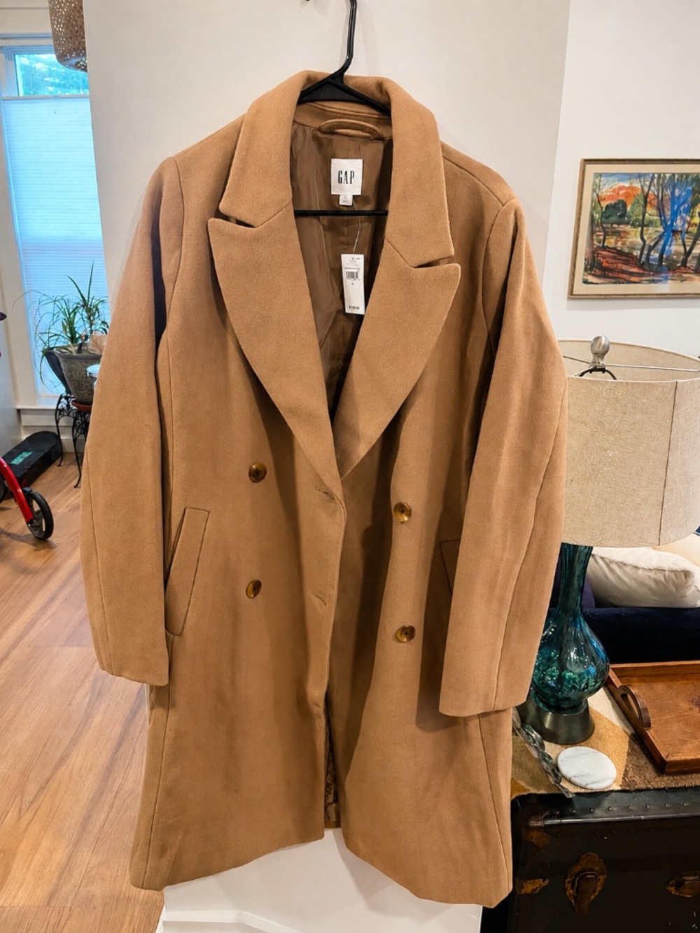 GAP Camel/Tan Double-Breasted Coat – Size Large – New With Tags